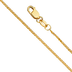 1mm Solid 14K Yellow Gold Diamond-Cut Round Wheat Chain Necklace 16-24in