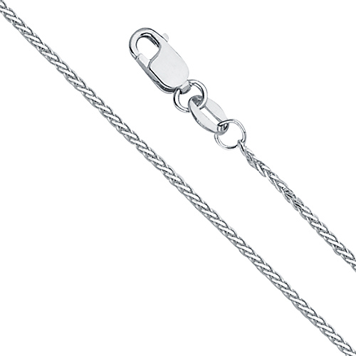 1mm Solid 14K White Gold Diamond-Cut Round Wheat Chain Necklace 16-24in Slide 0