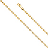 3mm 14K Yellow Gold Solid Moon-Cut Bead Ball Chain Necklace 18-24in thumb 0