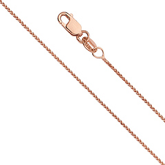 0.9mm Solid 14K Rose Gold Diamond-Cut Round Wheat Chain Necklace 16-24in