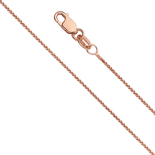 0.9mm Solid 14K Rose Gold Diamond-Cut Round Wheat Chain Necklace 16-24in Slide 0