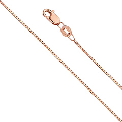 0.8mm Solid 14K Rose Gold Box Chain Necklace 16-24in