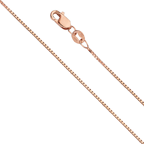 0.8mm Solid 14K Rose Gold Box Chain Necklace 16-24in Slide 0