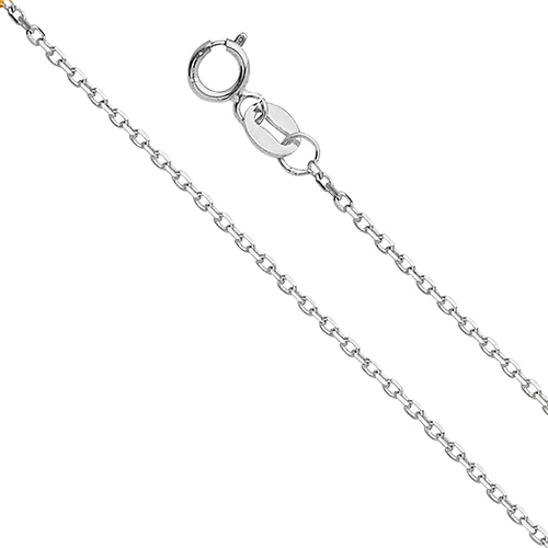 0.9mm 14K White Gold Solid Angled Cut Oval Rolo Chain Necklace 16-22in Slide 0