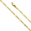 2.5mm 14K Yellow Gold Solid Figaro 3+1 Fancy White Pave Chain Necklace 16-24in thumb 0