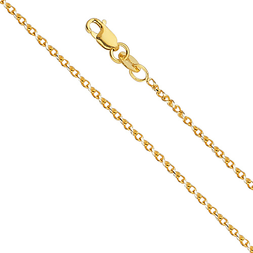1.3mm Solid 14K Yellow Gold Diamond-Cut Round Spiga Chain Necklace 16-24in Slide 0
