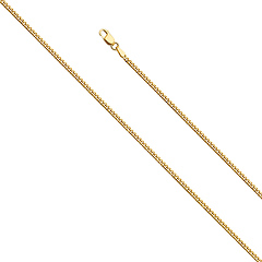2mm 14K Yellow Gold Solid Miami Cuban Link Chain Necklace 16-24in