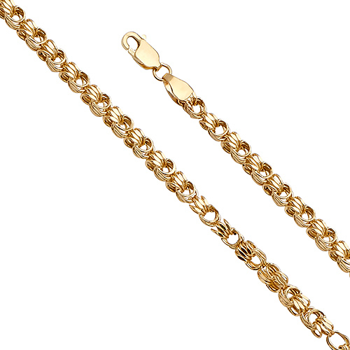 3.5mm 14k Yellow Gold Solid Hollow Square Byzantine Chain Necklace 18-24in Slide 0