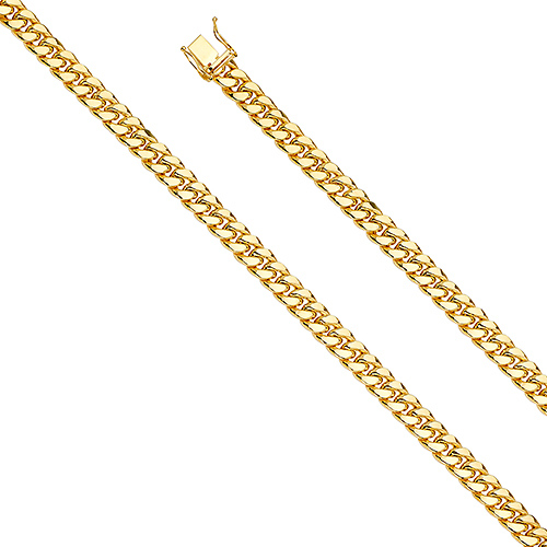8mm 14K Yellow Gold Hollow Miami Cuban Chain Bracelet 8.5in Slide 0
