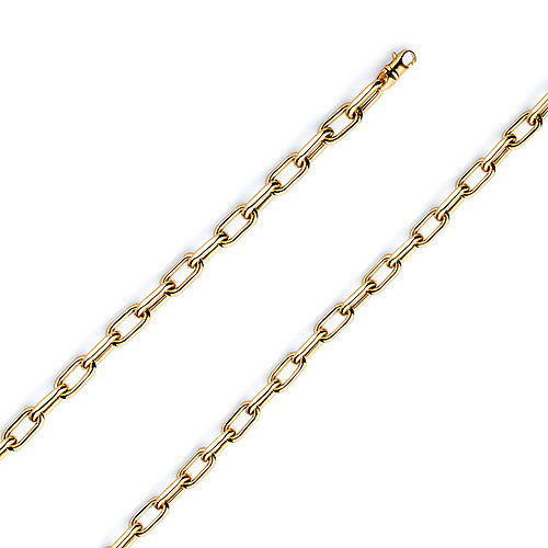 4mm 14K Yellow Gold Solid Hollow Paper Clip Link Chain Necklace 16-30in Slide 0
