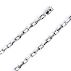 5mm 14K White Solid Gold Hollow Paper Clip Link Chain Necklace 16-30in