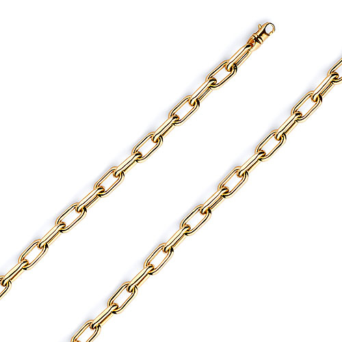 5mm 14K Yellow Gold Solid Hollow Paper Clip Link Chain Necklace 16-30in Slide 0