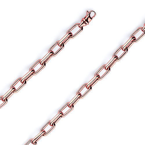6mm 14K Rose Gold Solid Hollow Paper Clip Link Chain Necklace 16-30in Slide 0