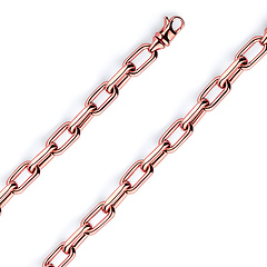 7mm 14K Rose Gold Solid Hollow Paper Clip Link Chain Necklace 16-30in