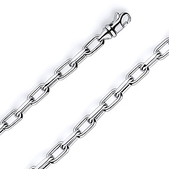 7mm 14K White Gold Solid Hollow Paper Clip Link Chain Necklace 16-30in