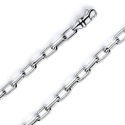 7mm 14K White Gold Solid Hollow Paper Clip Link Chain Necklace 16-30in Slide 0