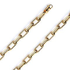 7mm 14K Yellow Hollow Gold Solid Paper Clip Link Chain Necklace 16-30in
