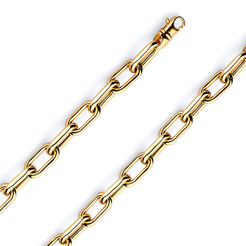 7mm 14K Yellow Hollow Gold Solid Paper Clip Link Chain Necklace 16-30in Slide 0