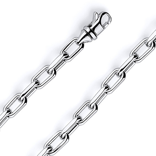 8mm 14K White Gold Solid Hollow Paper Clip Link Chain Necklace 16-30in Slide 0