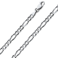 5mm 14K White Gold Solid Figaro Link Chain Necklace 16-30in