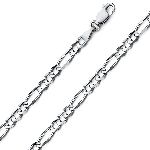 5mm 14K White Gold Solid Figaro Link Chain Necklace 16-30in Slide 0