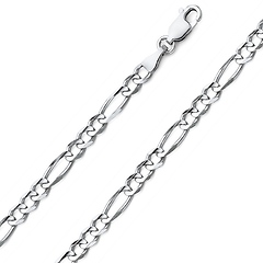 5mm Sterling Silver Solid Figaro Link Chain Necklace 16-30in