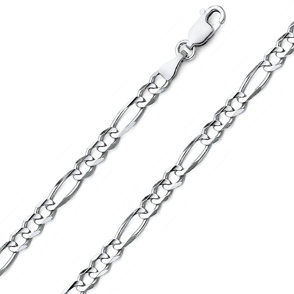5mm Sterling Silver Solid Figaro Link Chain Necklace 16-30in Slide 0