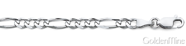 5mm Sterling Silver Solid Figaro Link Chain Necklace 16-30in Slide 1