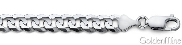 8mm 14K White Gold Men's Concave Curb Cuban Link Chain Necklace Slide 1