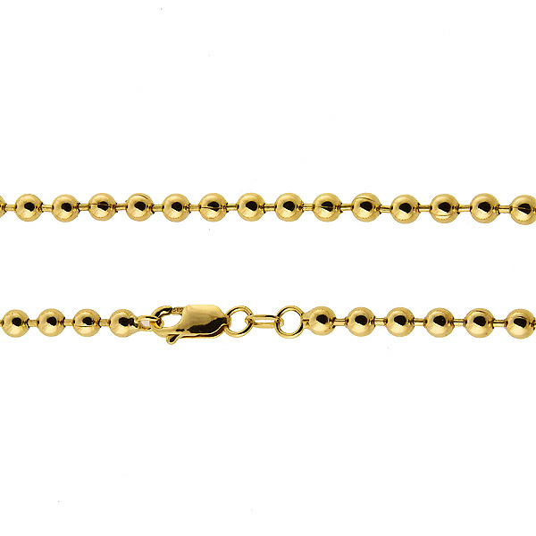 4mm Solid 14K Yellow Gold Ball Link Chain Necklace 16-30in Slide 0