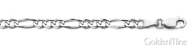 4mm Sterling Silver Solid Figaro Link Chain Necklace 16-30in Slide 1
