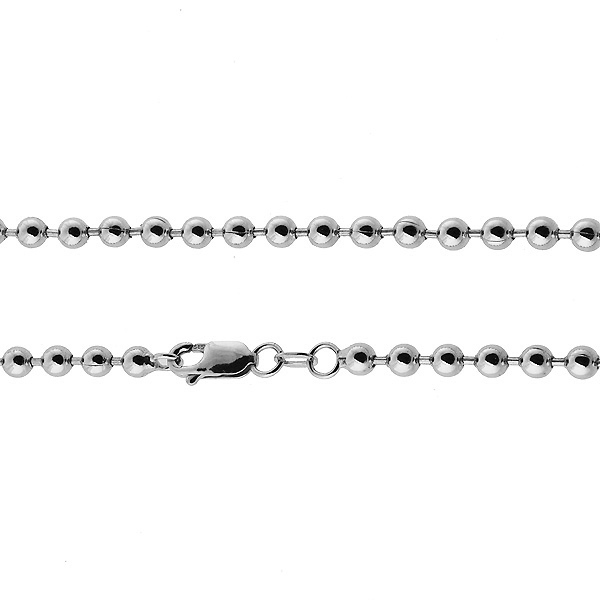 4mm Solid 14K White Gold Ball Link Chain Necklace 16-30in Slide 0