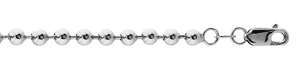 4mm Solid 14K White Gold Ball Link Chain Necklace 16-30in Slide 1