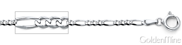 3mm Sterling Silver Solid Figaro Link Chain Necklace 16-30in Slide 1