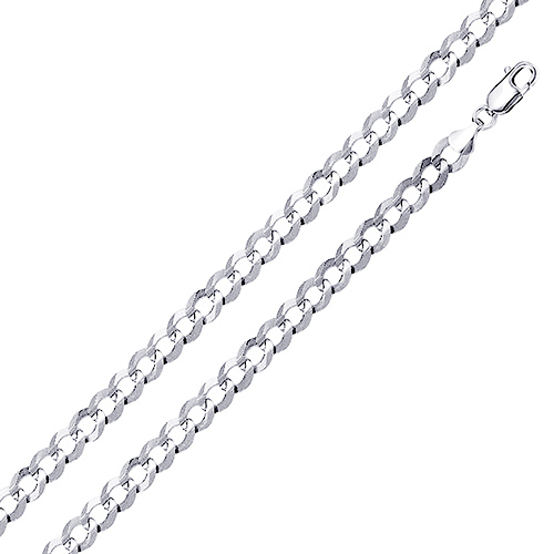 4mm Sterling Silver Solid Men's Curb Cuban Link Chain Necklace 16-30in Slide 0
