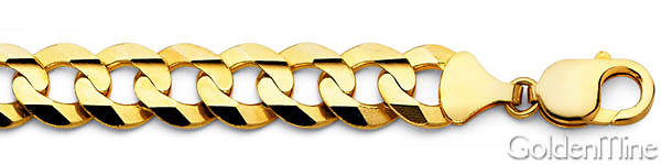 Men's 12.2mm 14K Yellow Gold Solid Concave Curb Cuban Link Chain Necklace 24-30in Slide 1