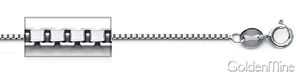 0.9mm Solid 14K White Gold Box Link Chain Necklace 16-24in Slide 1
