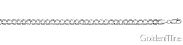 3mm Sterling Silver Solid Men's Concave Curb Cuban Link Chain Necklace 16-30in Slide 1