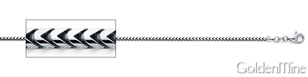 1mm 18K White Gold Solid Franco Chain Necklace 16-30in Slide 1