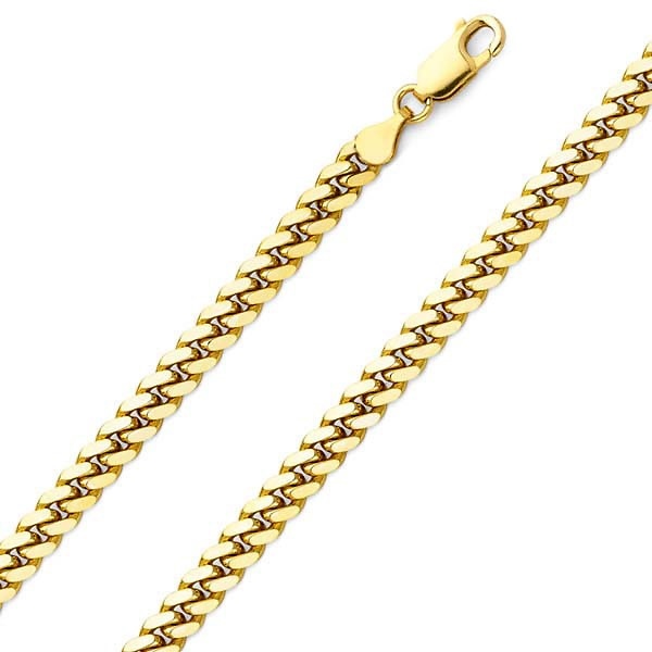 5mm 14K Yellow Gold Solid Men's Miami Cuban Link Chain Necklace 20-26in Slide 0