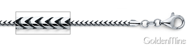 2.5mm 14K White Gold Solid Franco Chain Necklace 16-30in Slide 1