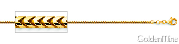 1mm 14K Yellow Gold Solid Franco Chain Necklace 16-30in Slide 1