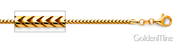 2mm 18K Yellow Gold Solid Franco Chain Necklace 18-30in Slide 1