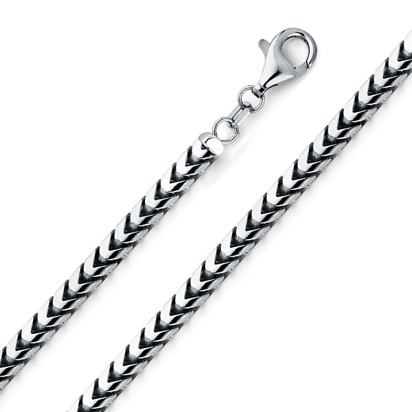 4.25mm 14K White Gold Solid Men's Square Franco Chain Necklace 20-30in Slide 0