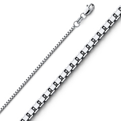 1.1mm Solid 18K White Gold Box Chain Necklace 16-18in
