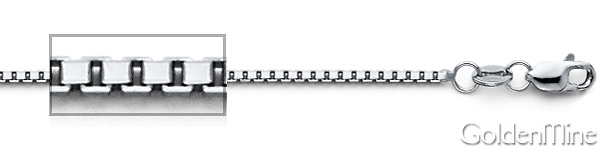1.1mm Solid 18K White Gold Box Chain Necklace 16-18in Slide 1