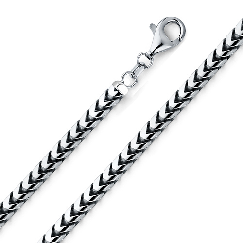 5mm 14K White Gold Solid Men's Square Franco Chain Necklace 20-30in Slide 0