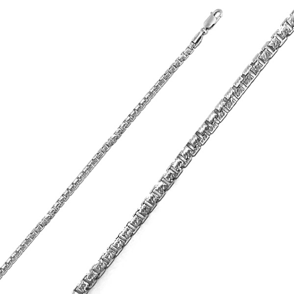 2mm Solid 14K White Gold Solid Diamond-Cut Box Chain Necklace 18-30in Slide 0