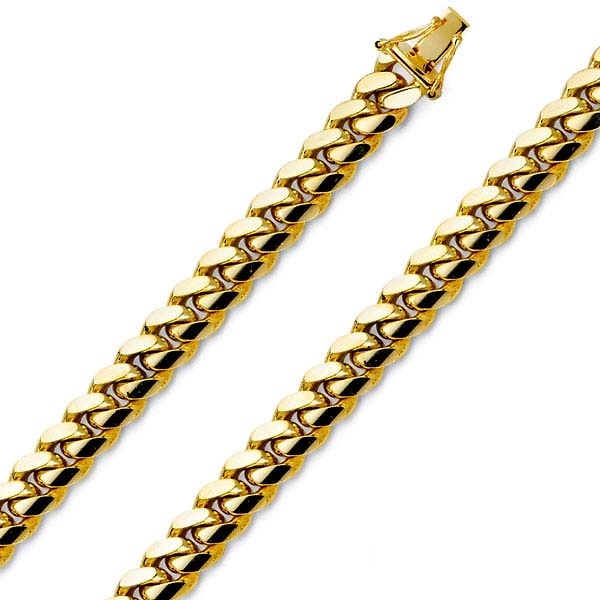 7mm 18K Yellow Gold Solid Men's Miami Cuban Link Chain Necklace 22-30in Slide 0