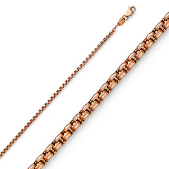 1.8mm 14K Rose Gold Solid Round Box Diamond-Cut Chain Necklace 16-24in